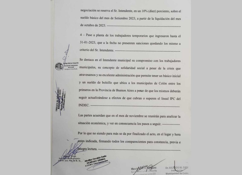 Acta de acuerdo.