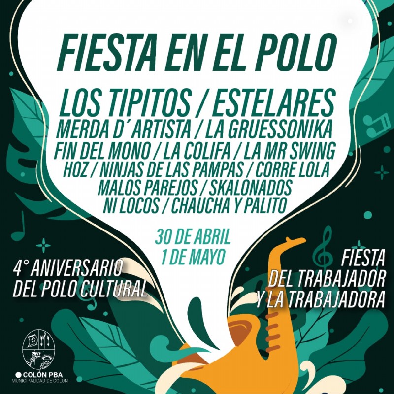 También tocarán Los Tipitos, además de bandas y artistas locales y regionales, y habrá puestos gastronómicos y artesanales.