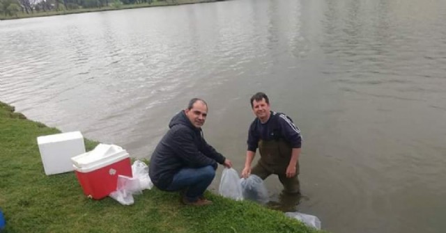 Siembra de alevinos en el Lago municipal