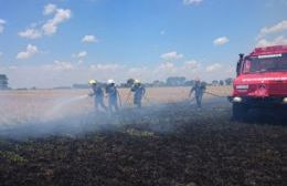 Bomberos Voluntarios acudieron a un incendio de rastrojos